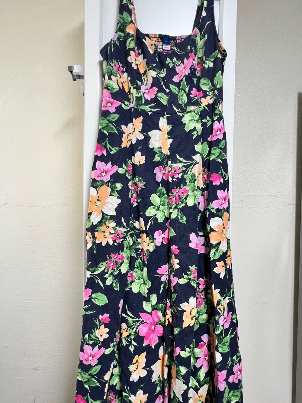 Old Navy Black Floral Sundress with Pink & Yellow Blooms